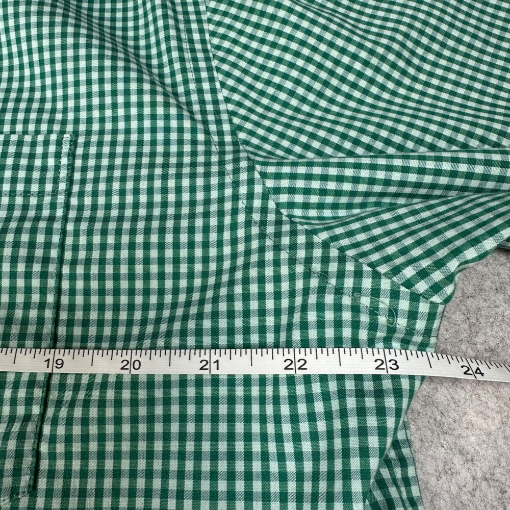 IZOD Green & White Gingham Check Non-Iron Stretch Button Down Shirt Men's Large - Picture 10 of 11